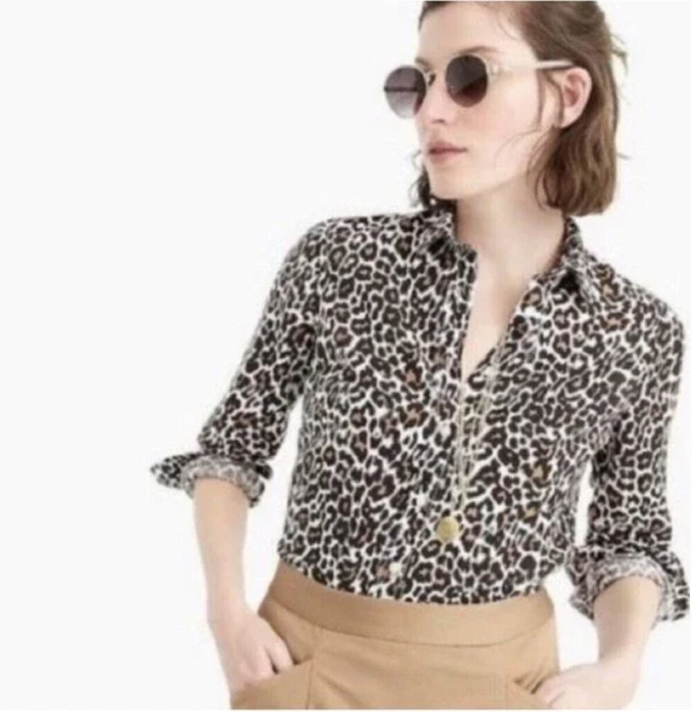 J. Crew Slim Perfect Leopard Print Button Down Shirt H7931 // 4